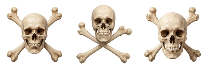 Naklejka premium Skull and crossbones symbols isolated on transparent background,PNG