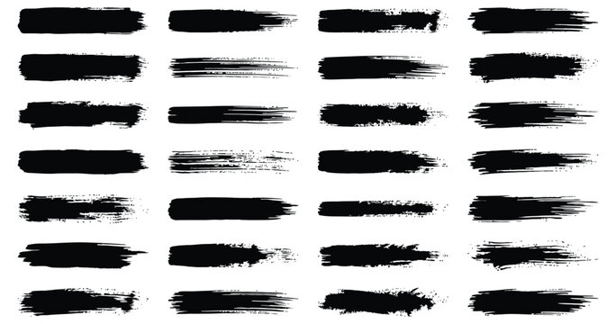 Black ink brush strokes on white background paint texture