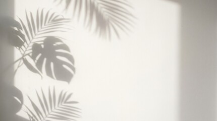 leaf shadow, plant shadow, shadow background, sunlight shadow, wall shadow, minimal background, natural light, copy space, aesthetic background, abstract light © Shadowow