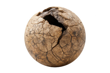 Naklejka premium Cracked aged egg with rough texture isolated on transparent background