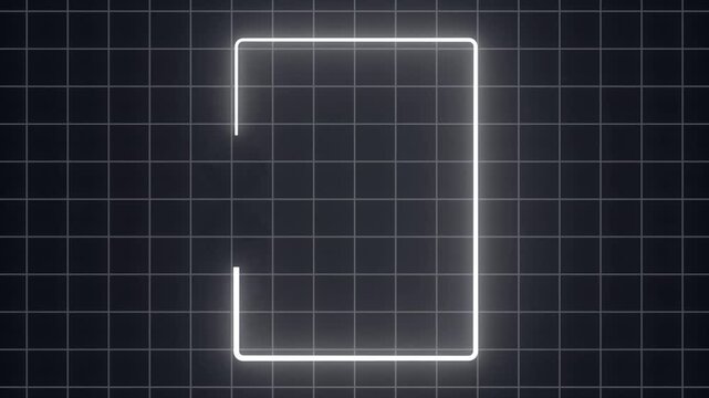Glowing geometry rectangle frame, Neon Square line spectrum loop
