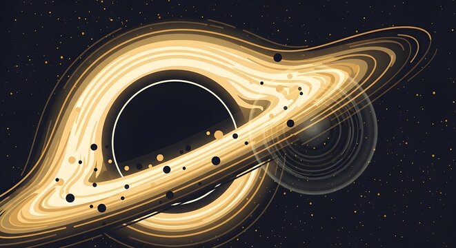 Black hole and accretion disk isolated on white background