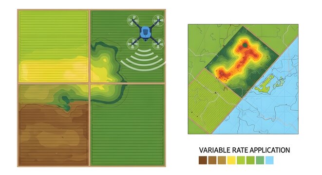 Precision Agriculture Data Visualization isolated on white background