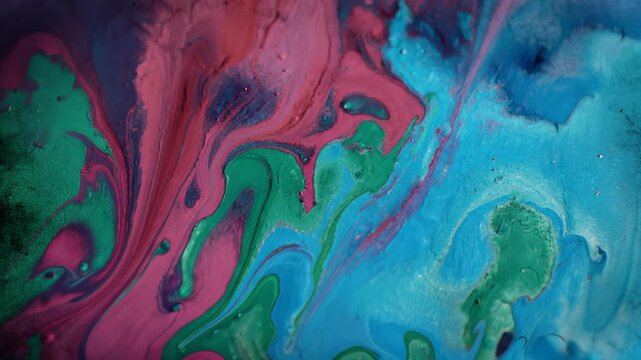 Abstract Swirling Paint Colors Flowing Together on Textured Surface.