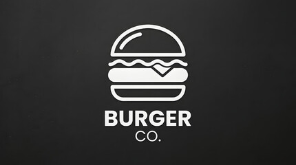 Fototapeta premium A captivating logo for burger co, featuring a stylized graphic of a classic burger with bun, patty, cheese, and wavy lines representing condiments.