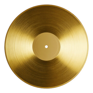 Golden vinyl record isolated on transparent background