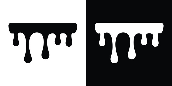 Black dripping paint silhouette vector, Paint dripping icon