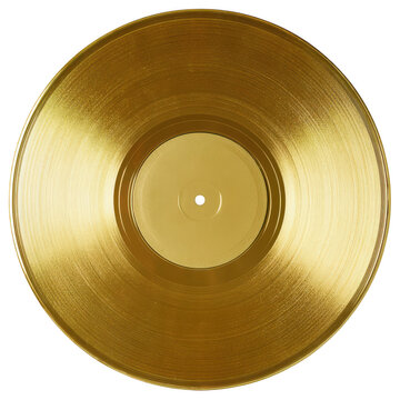Golden vinyl record isolated on transparent background