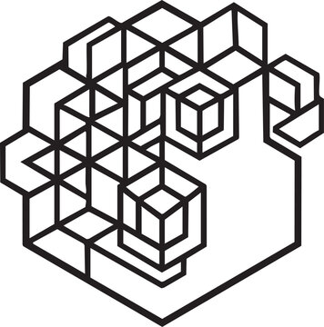 Geometric 3D hexagon cubes pattern