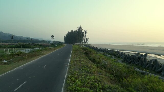 Marine Drive Road and Sea in Cox&rsquo;s Bazar