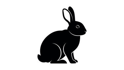 Naklejka premium Black Rabbit Silhouette Simple Animal Icon
