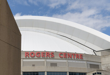 Naklejka premium south elevation of Rogers Centre, a stadium, located at 1 Blue Jays Way, Toronto