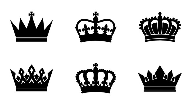 Royal Crowns Collection, Regal Symbols Set, Heraldic Emblems Vector Icons