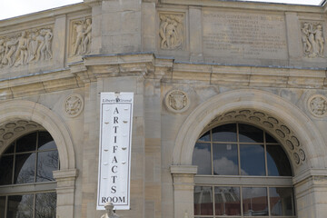 Naklejka premium facade of CNE Ontario Government Building, designed by Chapman and Oxley, 1926, in Beaux-Arts, Exhibition Place, 25 British Columbia Rd, Toronto