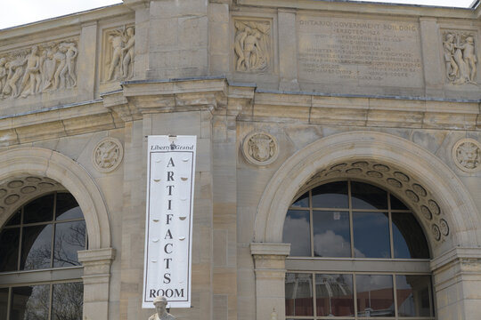 facade of CNE Ontario Government Building, designed by Chapman and Oxley, 1926, in Beaux-Arts, Exhibition Place, 25 British Columbia Rd, Toronto