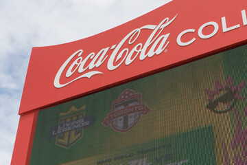 Naklejka premium sign outside Coca-Cola Coliseum, 19 Nunavut Rd, Exhibition Place, Toronto (Toronto FC logo)