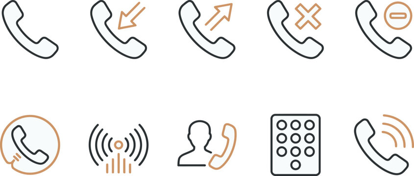 Telephone icons for communication and connectivity