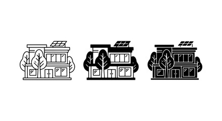Naklejka premium House Icon Set Black And White Vector Design