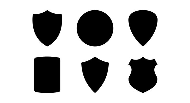 Shield Icons, Emblem Shapes, Security Badges, Vector Set