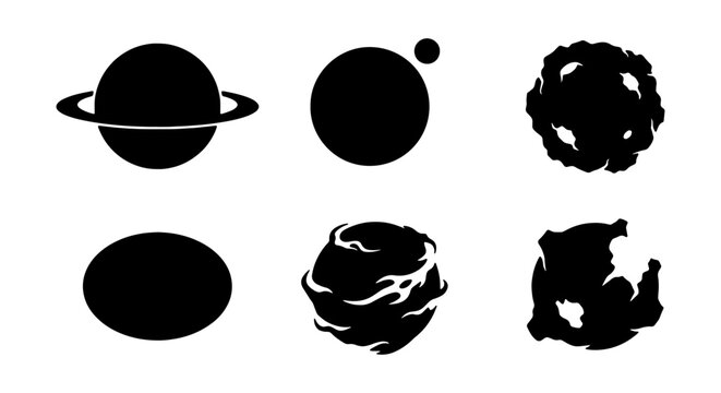 Cosmic planet vector icon set, celestial bodies, space exploration, astronomy graphics