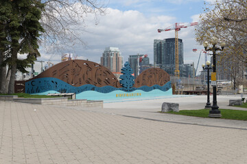Naklejka premium wide view of Indigenous-designed feature wall called 