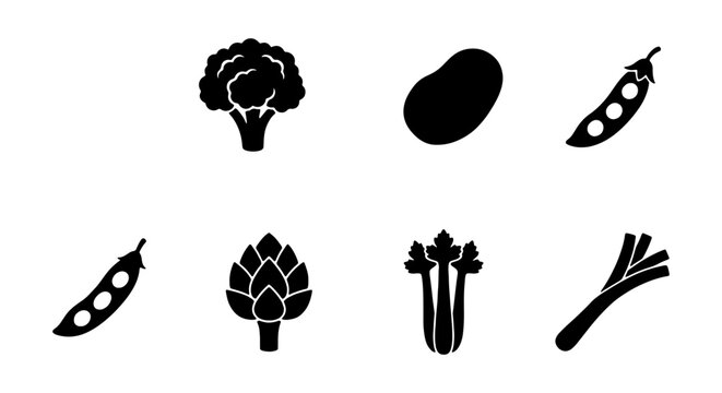 Vegetable icon set, healthy food vector collection, fresh produce, organic ingredients