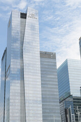 Naklejka premium west elevation of Southcore Financial Centre (SFC) or Delta Hotel, designed by Page + Steele, IBI Group Architects, at 75 Lower Simcoe St, Toronto