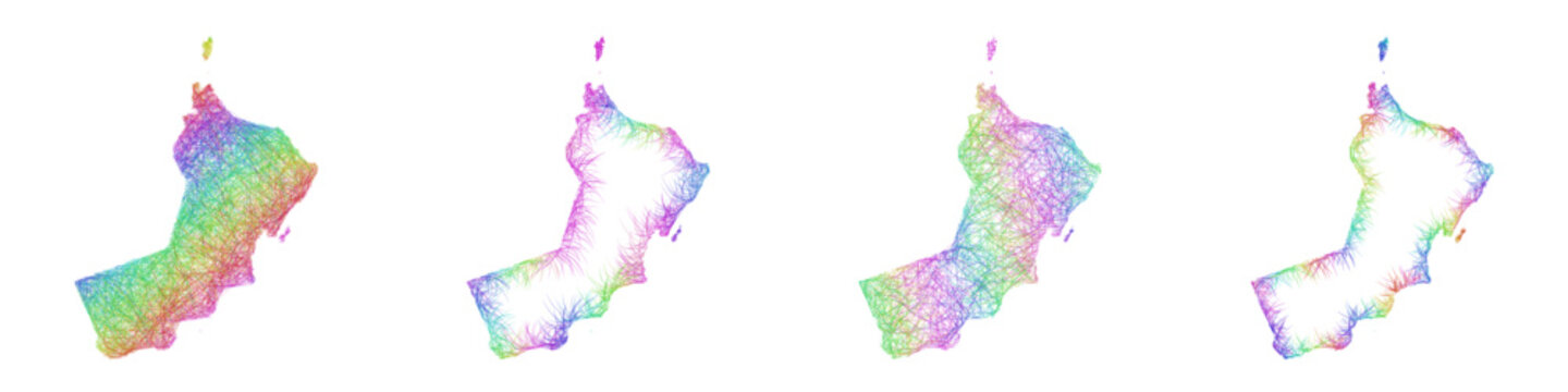 Rainbow sketch Oman map design set