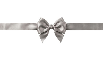 Fototapeta premium Elegant silver satin ribbon tied in a decorative bow