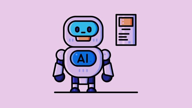 3d robot with ai emblem holding tablet displaying zero percent on screen