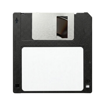 Classic black 3.5 inch floppy disk with white label
