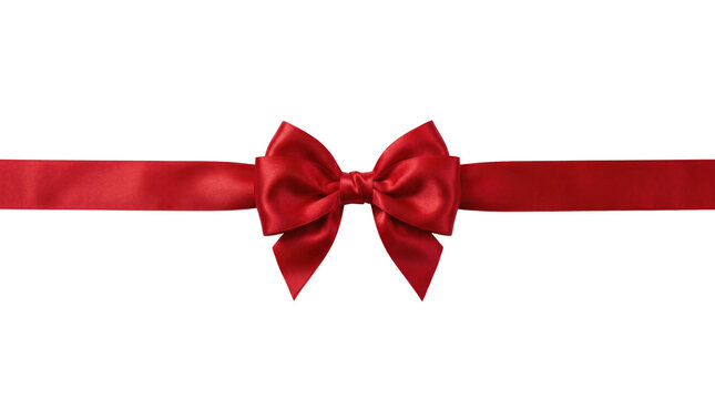 Bright red satin gift ribbon with decorative bow