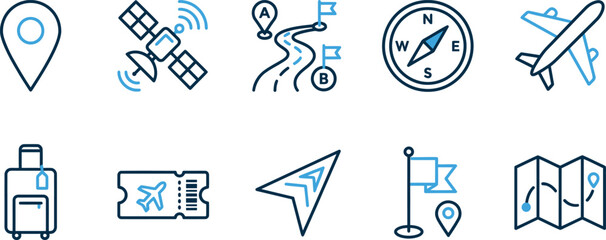 Travel and navigation icons set © MDSAMIN