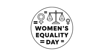 Women's Equality Day Emblem: Scales of Justice, Venus Symbol, Equal Sign © Berkah