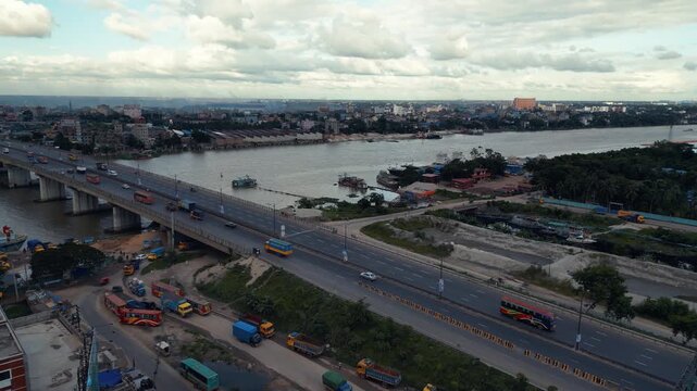 Industrial River Landscape in Narayanganj Captured from the Sky