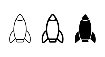 Fototapeta premium Rocket Ship Icon Pack Black And White