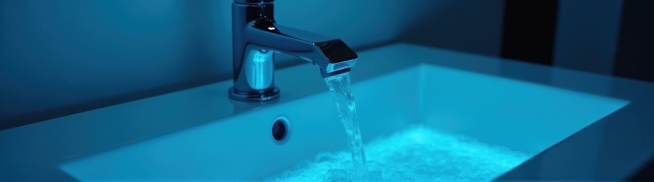 Sink with a faucet running out of it