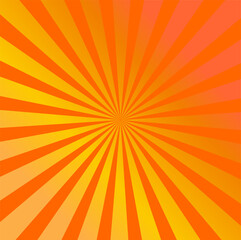 Fototapeta premium Orange Sunburst Background Vector – Abstract Retro Sunrise Rays, Bright Radial Burst Pattern, Vintage Summer Wallpaper Design