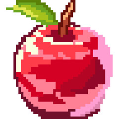 Fototapeta premium Pixel Art Red Apple - Retro Fruit Game Icon