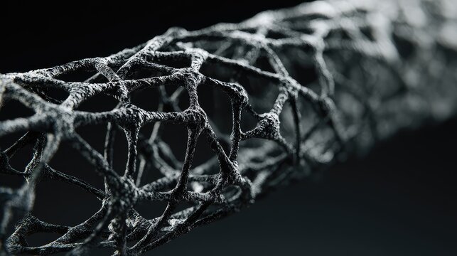 Carbon nanotube structure creating a microscopic network, offering a nanotechnology concept in science and engineering with advanced molecular construction and futuristic design