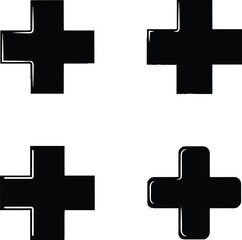Obraz premium Four medical crosses on a white background, isolated on transparent background