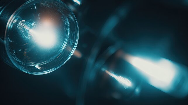 Illuminating light bulb creating an abstract glowing effect on a dark background, representing ideas, energy, and innovation in a science and technology setting