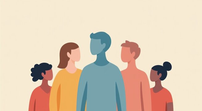 Group of people standing together in a line  mental health
