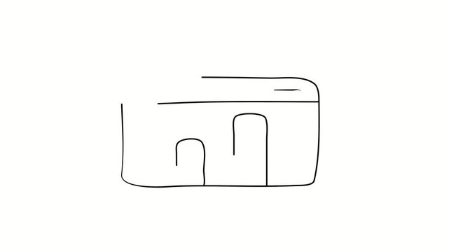Expanding document functionality. Extending document validity. More powerful document. Contour drawing, silhouett animation. Continuous line. Isolated on white. Video 4k object illustration self-drawi