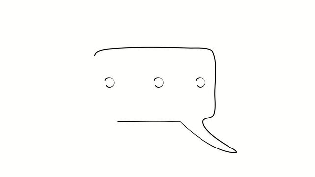 Dialogue, conversation, talk, communication. Contour drawing, silhouett animation. Continuous line. Isolated on white. Video 4k object illustration self-drawing. Object construction. Minimalist contin