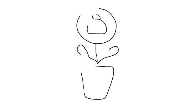 Personal growth, human development, success. Contour drawing, silhouett animation. Continuous line. Isolated on white. Video 4k object illustration self-drawing. Object construction. Minimalist contin