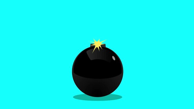 Bomb explosion motion graphic concept, cartoon blast animation asset for transition