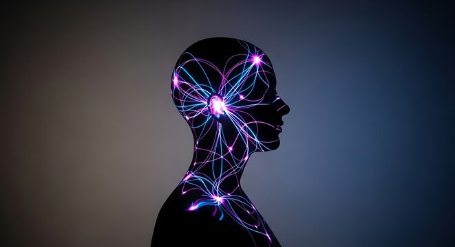 Human Brain with Glowing Neural Connections.