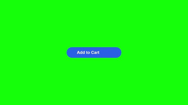 Add to Cart blue button animation on green screen, e-commerce shopping call to action element, digital retail purchase interface overlay