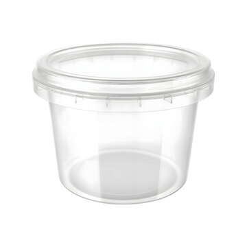 Empty clear plastic container with a lid for food storage isolated on transparent background